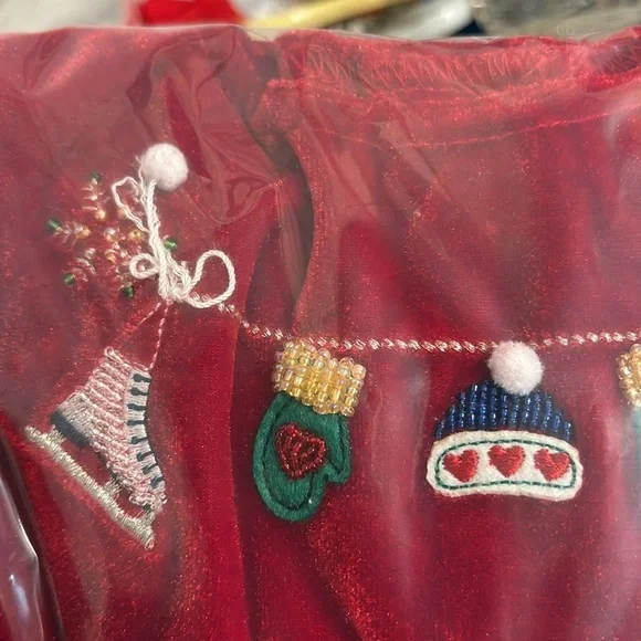 🎄 Sophie Rose Red Velvet Christmas Dress withh Holiday Embellishments size 6X - Picture 13 of 14